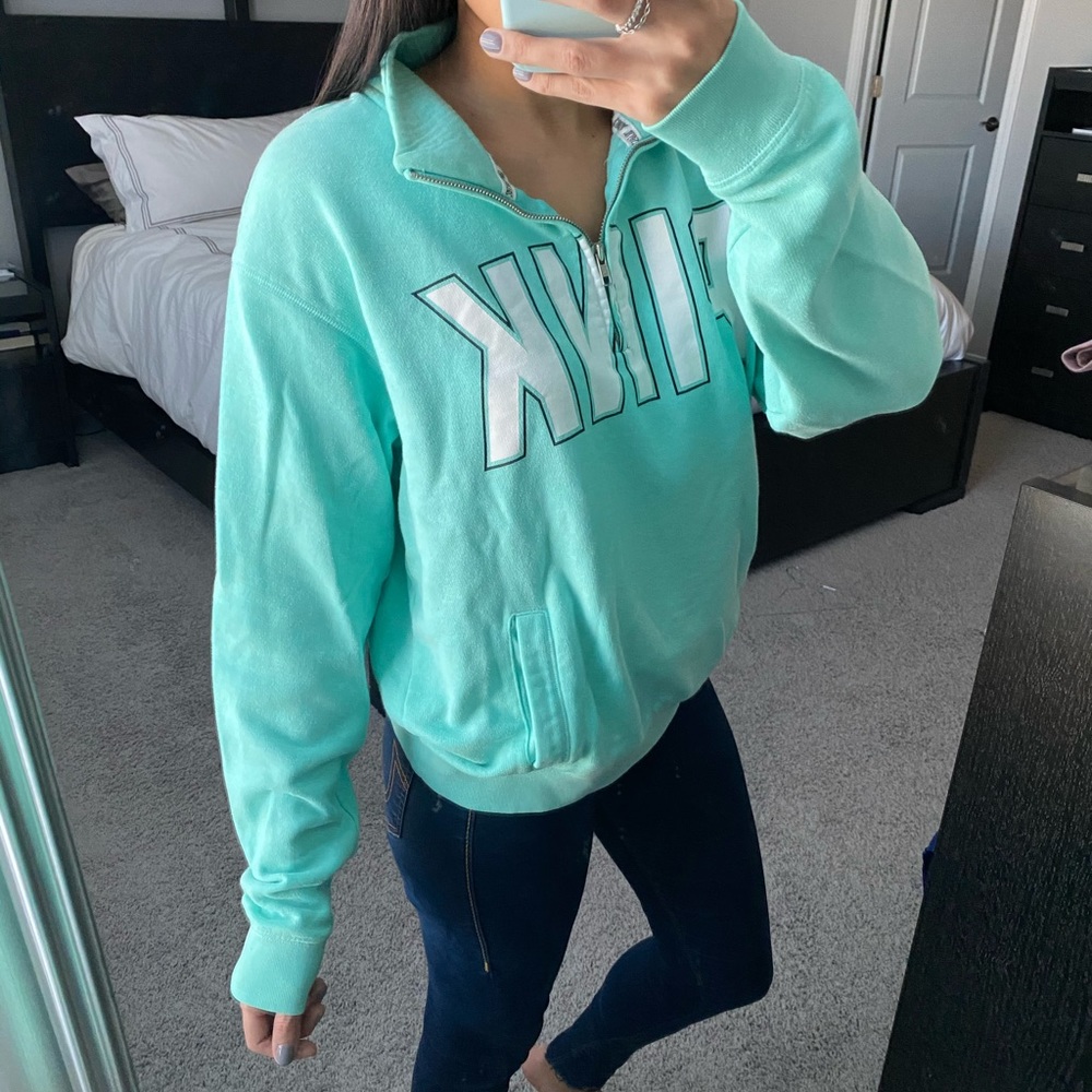 Teal Victoria’s Secret Pink Quarter Zip Sweater